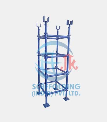 Modular scaffolding surrounding a building under construction
